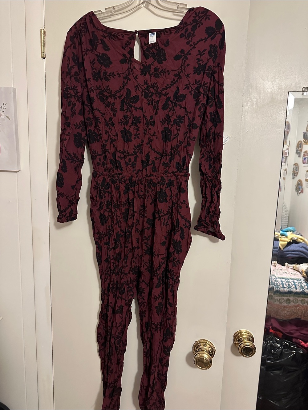 Women's Burgundy Floral Long-Sleeve Jumper